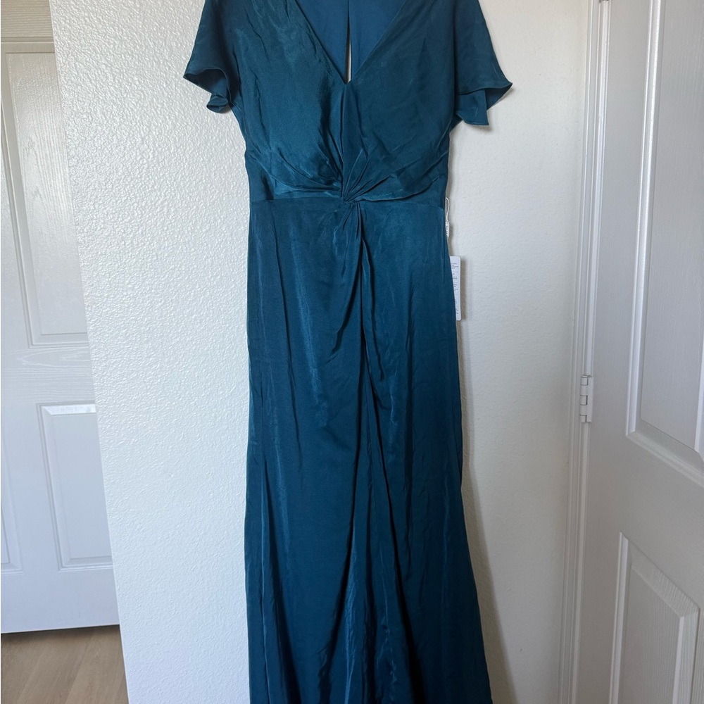 Teal Twist-Front Maxi Dress